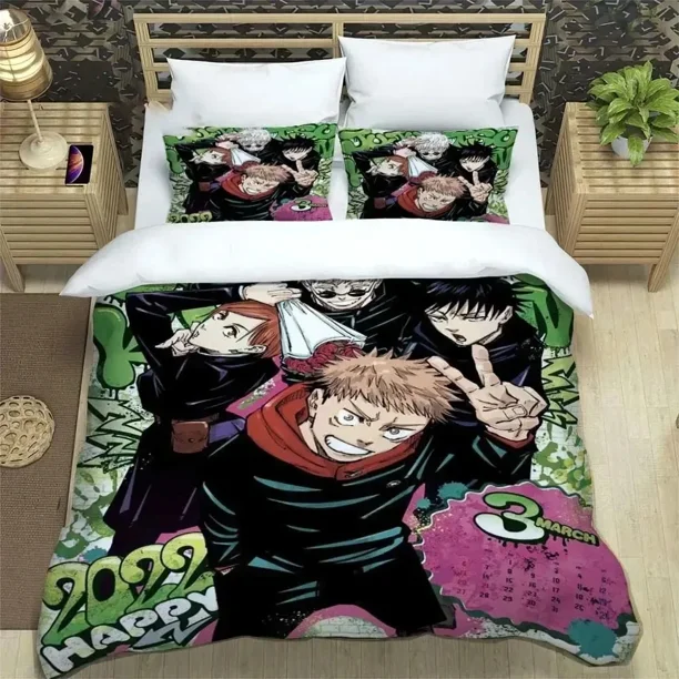 Jujutsu Kaisen Bedding Set Boys Girls Size Duvet Cover Pillowcase Bed boys Adult Bed Sheets