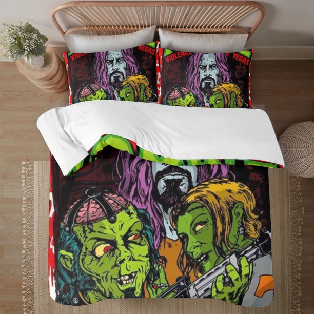 Halloween Rob Zombie 3-Piece Bedding Set For Kids Boys Girls Adult Cartoon Warm Cute Fashion Holiday Present Gift Bed Sheets