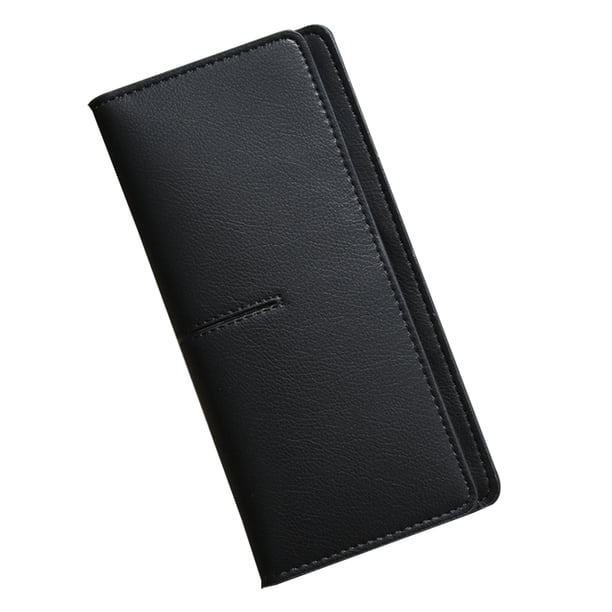 Cartera delgada de cuero para mujer con bloqueo RFID, tarjetero plegable, billetera larga para mujer
