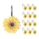 thumbnail image 1 of Juego de 12 ganchos para cortinas de ducha de resina de girasol amarillo iluminado por el sol, 1 of 5