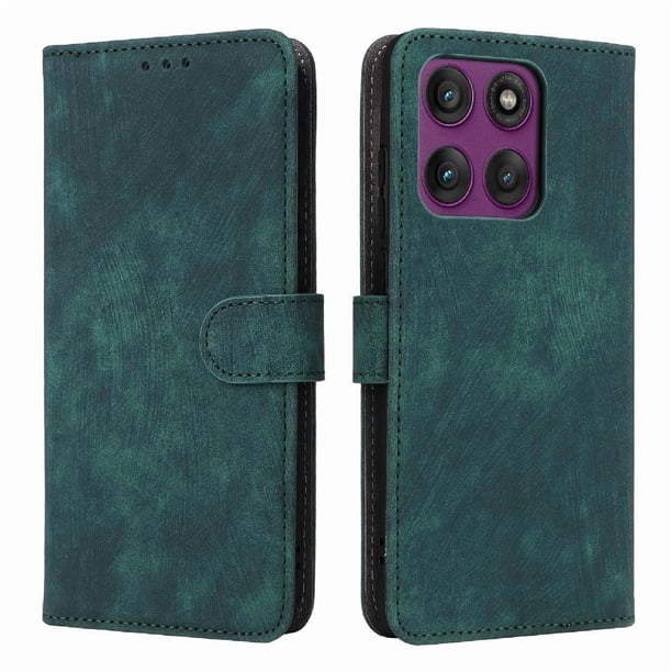 Funda Billetera para Motorola Moto Edge 60S Pro con Soporte - Cartera de Cuero con Ranuras Verde