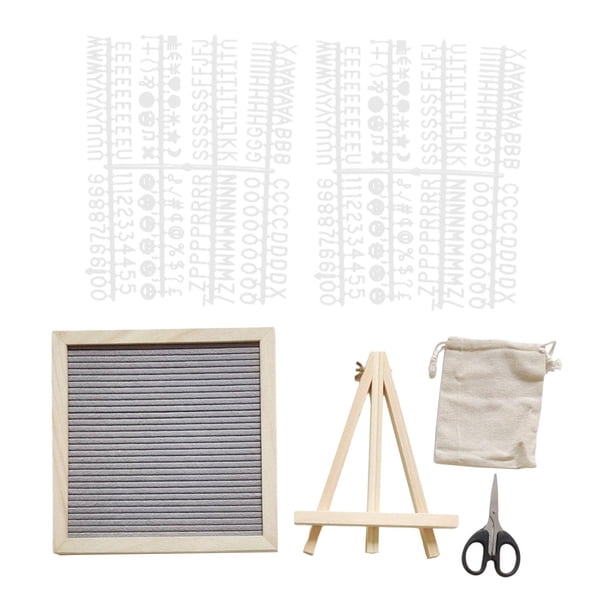 Tablero de letras de fieltro con soporte, tablero de mensajes clásico intercambiable con letras, números y símbolos para decoración de cumpleaños y ho Gris
