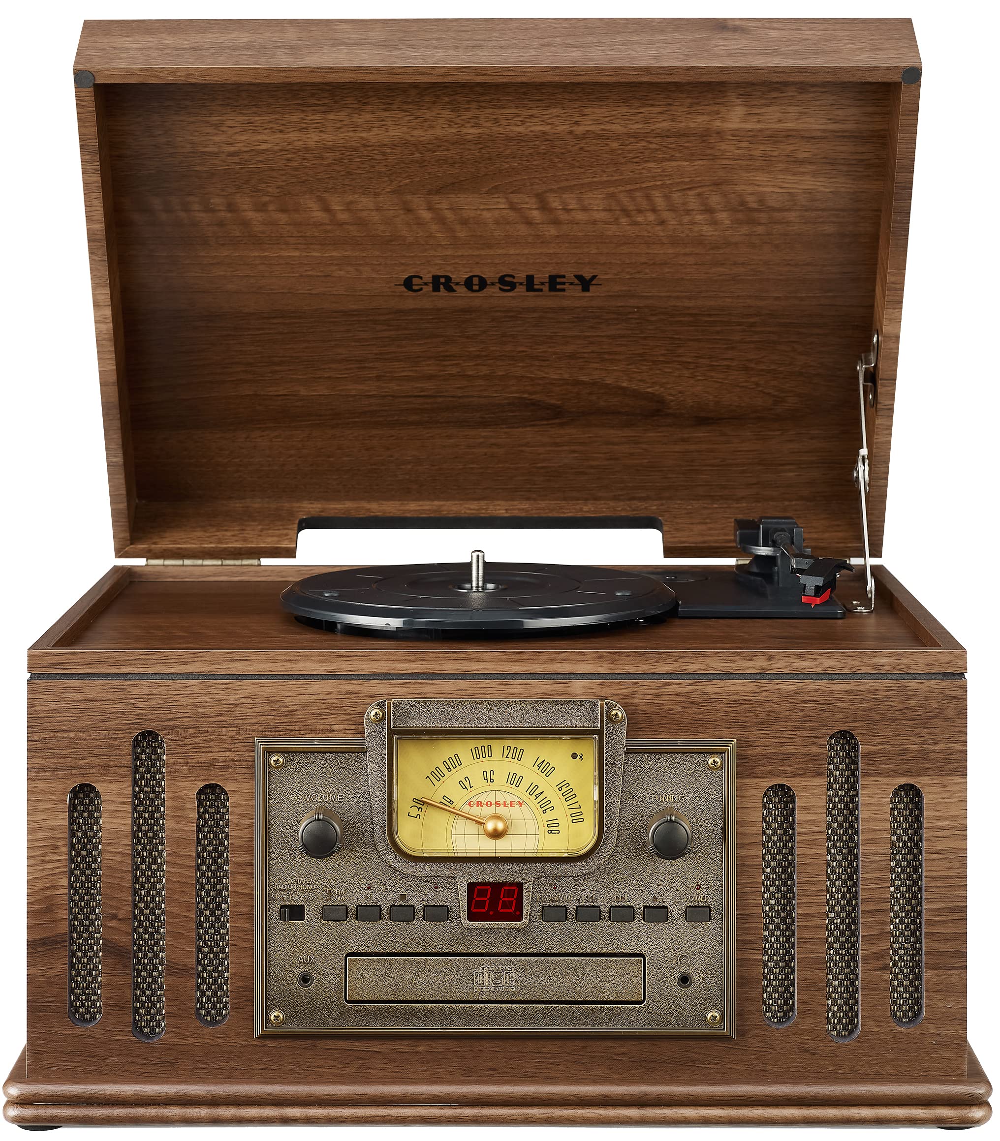 Tocadiscos Crosley Cr704B-Wa Musician De 3 Velocidades Con Bluetooth En Nogal