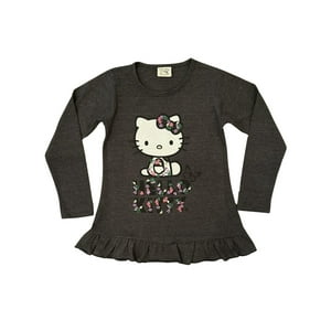 Polera Niña Hello Kitty Gris Oscuro 6