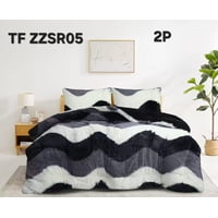 Aladdins Shop - Cobertor De Invierno Peludo Con Chiporro 2 Plazas Blanco Gris Y Negro