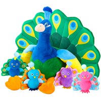 Pavo Real De Peluche Skylety Con 4 Pavos Reales Pequeños