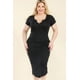 thumbnail image 1 of Vestido Midi Ajustado con Cuello Dividido y Talla Grande, 1 of 5