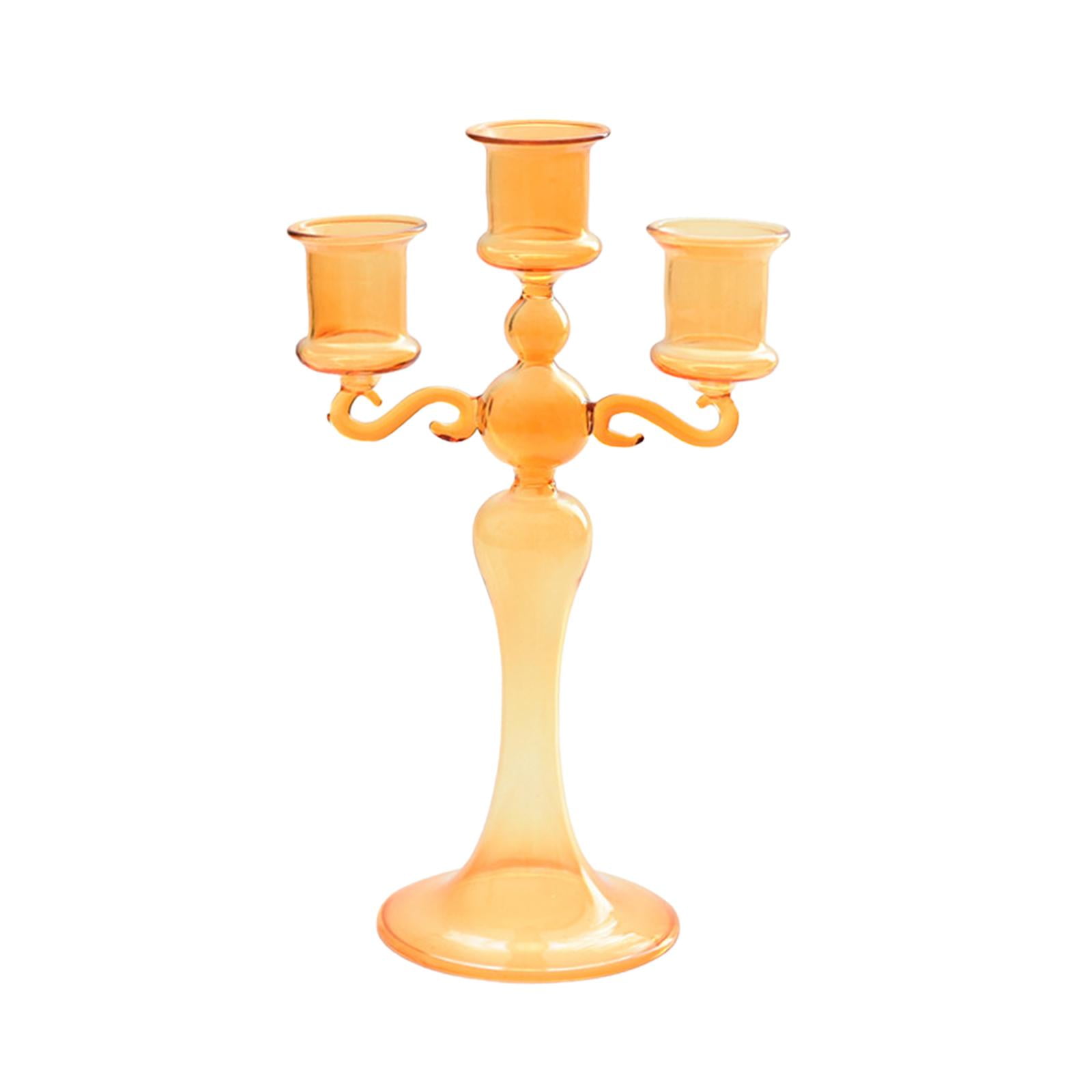 Magideal - Portavelas De Cristal, Portavelas Cónico, Portavelas, Portavelas De Cristal, Portavelas De Cena Para Fiesta De Cumpleaños, Repisa, Sala De Estar , Naranja