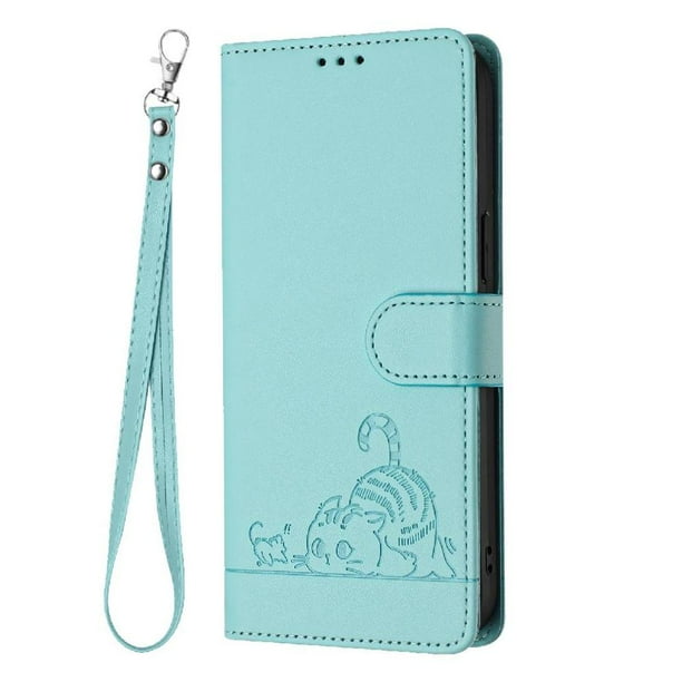 Funda tipo cartera FOXDOCK para Samsung Galaxy A41 con soporte, ranuras, RFID, diseño de gato