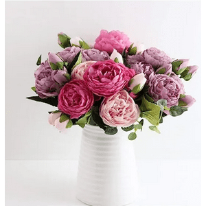 Genérico - Peonías Artificiales Ramo Flor De Seda Fucsia