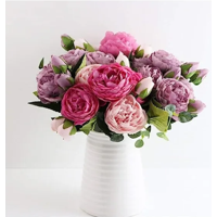 Genérico - Peonías Artificiales Ramo Flor De Seda Fucsia