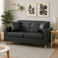 Mbc - Sofá 2 Cuerpos New Mallorca Cuero Sintético Pu Negro