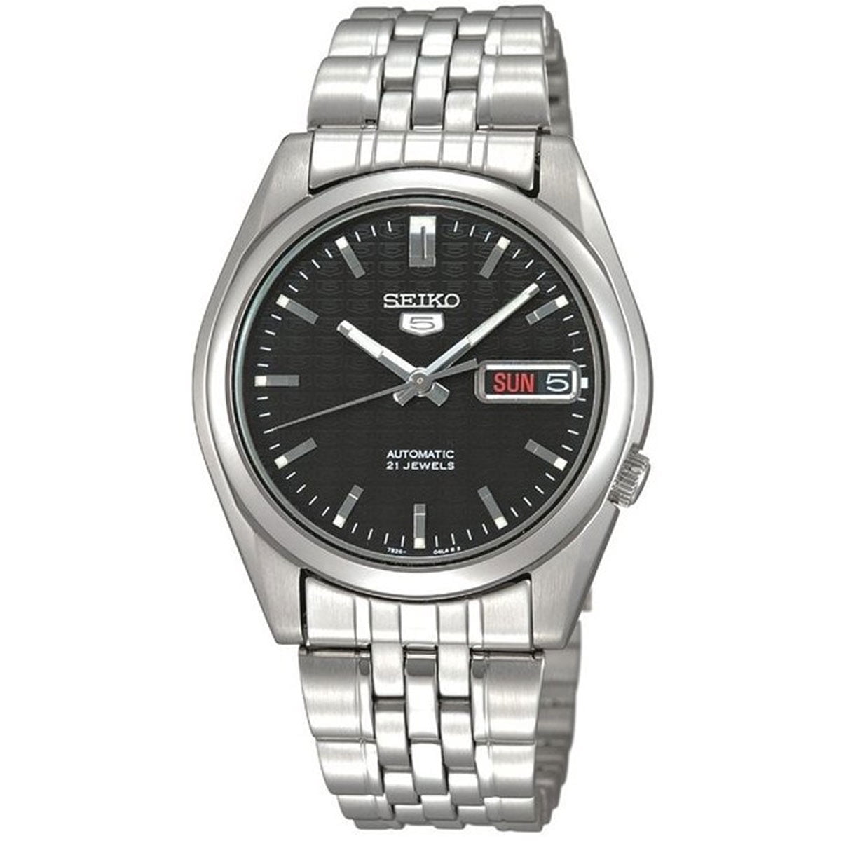 Reloj Seiko De Vestir Automático 5 Automático Snk361k Negro Acero Inoxidable Para Hombre