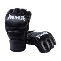 Magideal - Guantes De Mma, Manoplas De Entrenamiento De Lucha Con Medio , Abiertas, Guantes De Kickboxing, Guantes De Boxeo Para Agarre, Entrenamiento , Negro