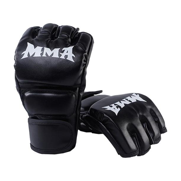 Guantes de Mma, Manoplas de Entrenamiento de Lucha con Medio , Abiertas, Guantes de Kickboxing, Guantes de Boxeo para Agarre, Entrenamiento , negro
