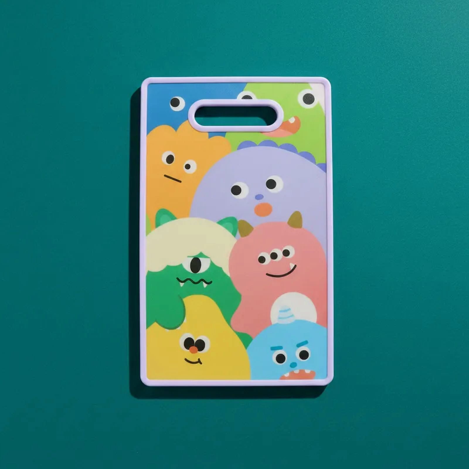 Genérico - Tabla De Cortar Cocina Diseño Monstruos Kawaii Colores 23x37cm