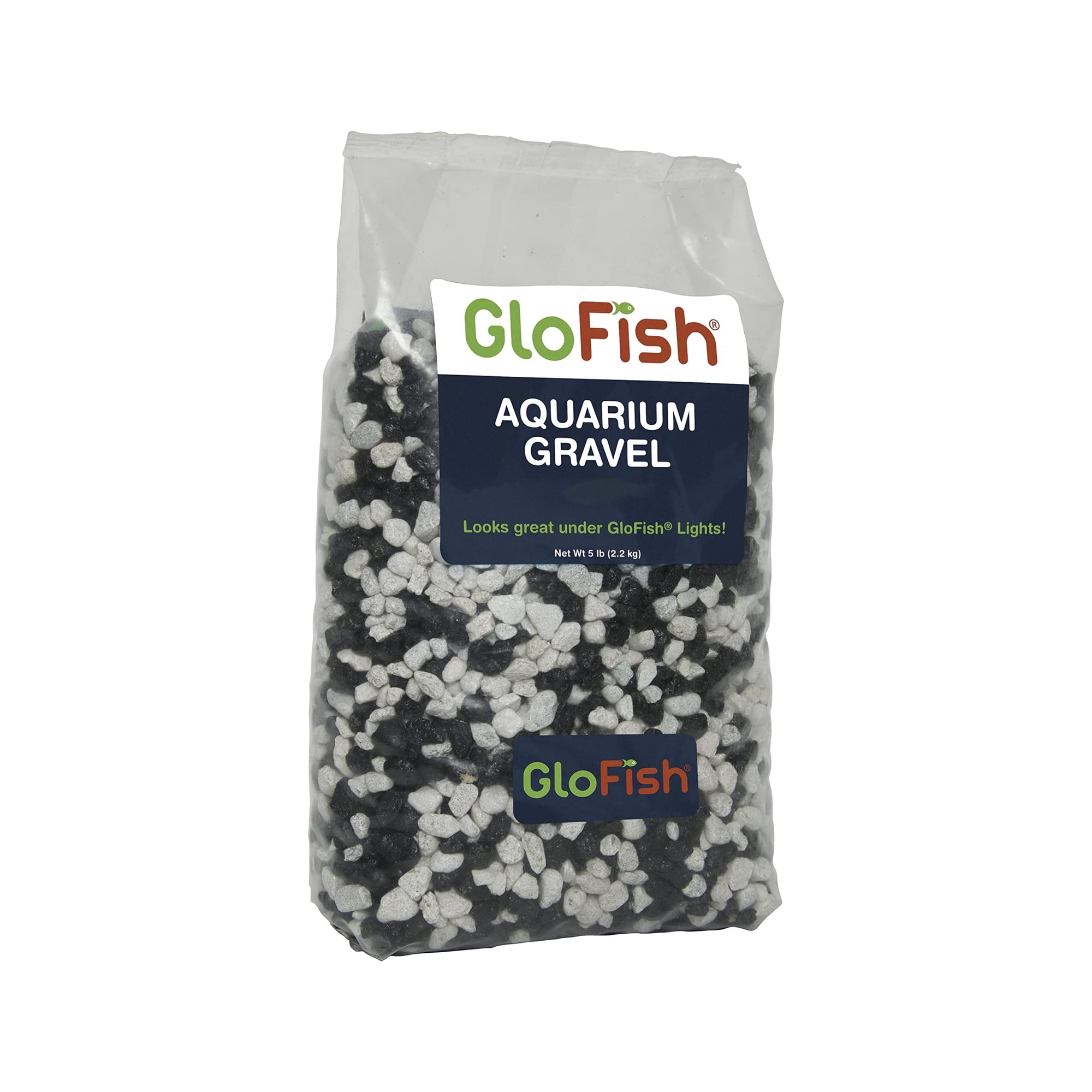 Grava para acuarios Glofish, negra con fluorescente blanco, 2,27 kg
