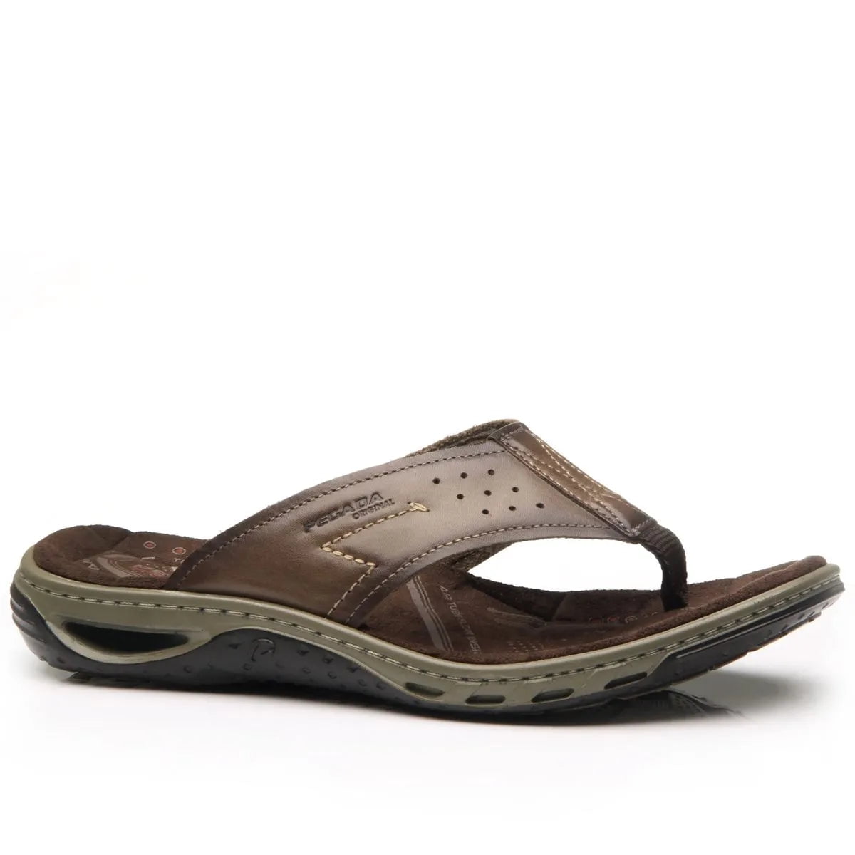 Ojotas Sandalias Pegada De Cuero Café Oscuro (hombre) | 131663-02 - Talla 42