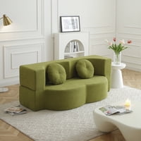 M&Ms - 2-In-1 Folding Sofa Bed With Pillow, Twin Sleeper Sofa, Floor & Futon Loveseat Couch, Foam Folding Mattress Sleeper For Living Room, Guest Use, Office, Apartment, No Assembly Required,Green