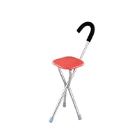 Magideal - Bastón Plegable Con Asiento De 260 Kg De Capacidad, Antideslizante, 3 Patas, Silla Con Muletas Portátil Y Plegable. Cuadrado Rojo