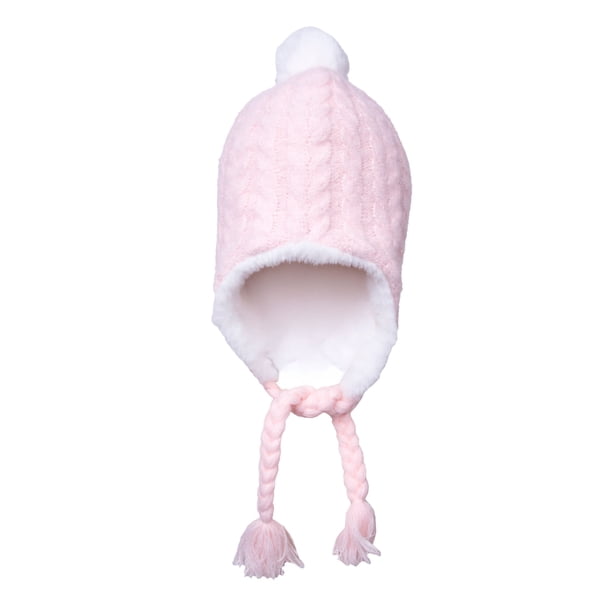 Gorro Bebé Niña Tejido Trenzado Rosado