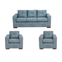 Muebles América - Living Franco 311 Cuero Auris Azul Claro