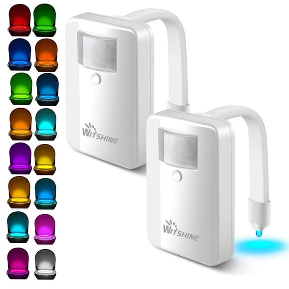 Luz nocturna para inodoro Witshine, paquete de 2, 16 colores, sensor de movimiento