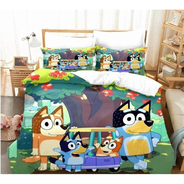 Bluey Collection Bed Quilt Cover Set3-Piece Bedding Set (1 Duvet Cover + 2 Pillow Shams)