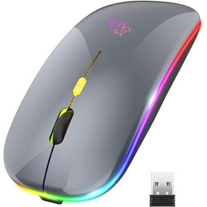 Veat00L - Mouse Inalámbrico, Wireless Óptico Recargable 2.4 G Ergonómico Silencioso Click Con Receptor Usb 3(800/1200/1600) Ajustable Dpi Ratón Para Computadora,Portátil,Pc,Mac (Gris)