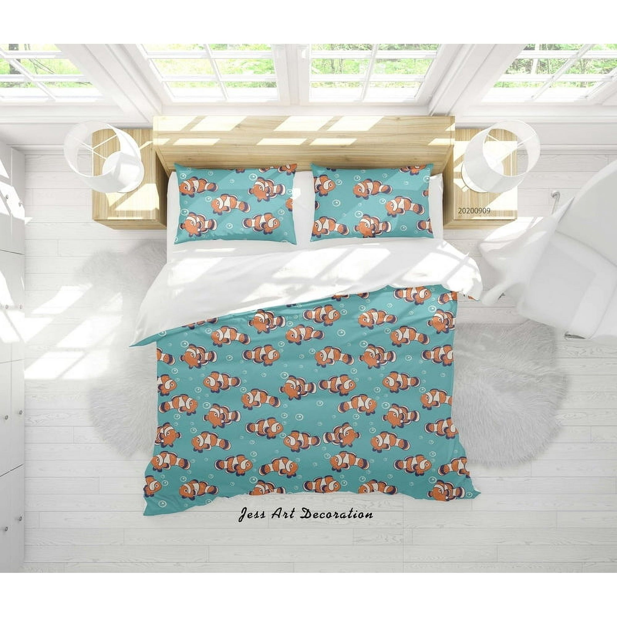 Milsleep - 3d Cartoon Clownfish Pattern Quilt Cover Set Bedding Set Duvet Cover