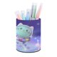 thumbnail image 1 of Dj Catnip-theme Cylinder Pen Holder Pencil Organizer with Flannel Lining PVC Leather Material Cardboard Base for study work 10*8CM, 1 of 6