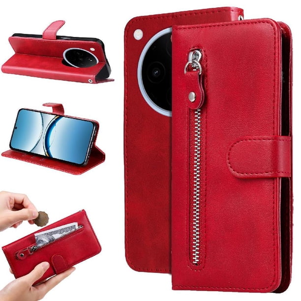 Funda con Cremallera para OPPO Find X8 Pro, Carcasa Cartera de Cuero PU con Soporte y Tarjetero