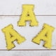 thumbnail image 1 of Xiao Hua Parche de Planchado de 3 Piezas con Letra "a" de Felpa Brillante - Tela de Chenilla Amarilla, Borde Brillante Dorado - Cosible y Planchable - Altura 3.15 Pulgadas, 1 of 4