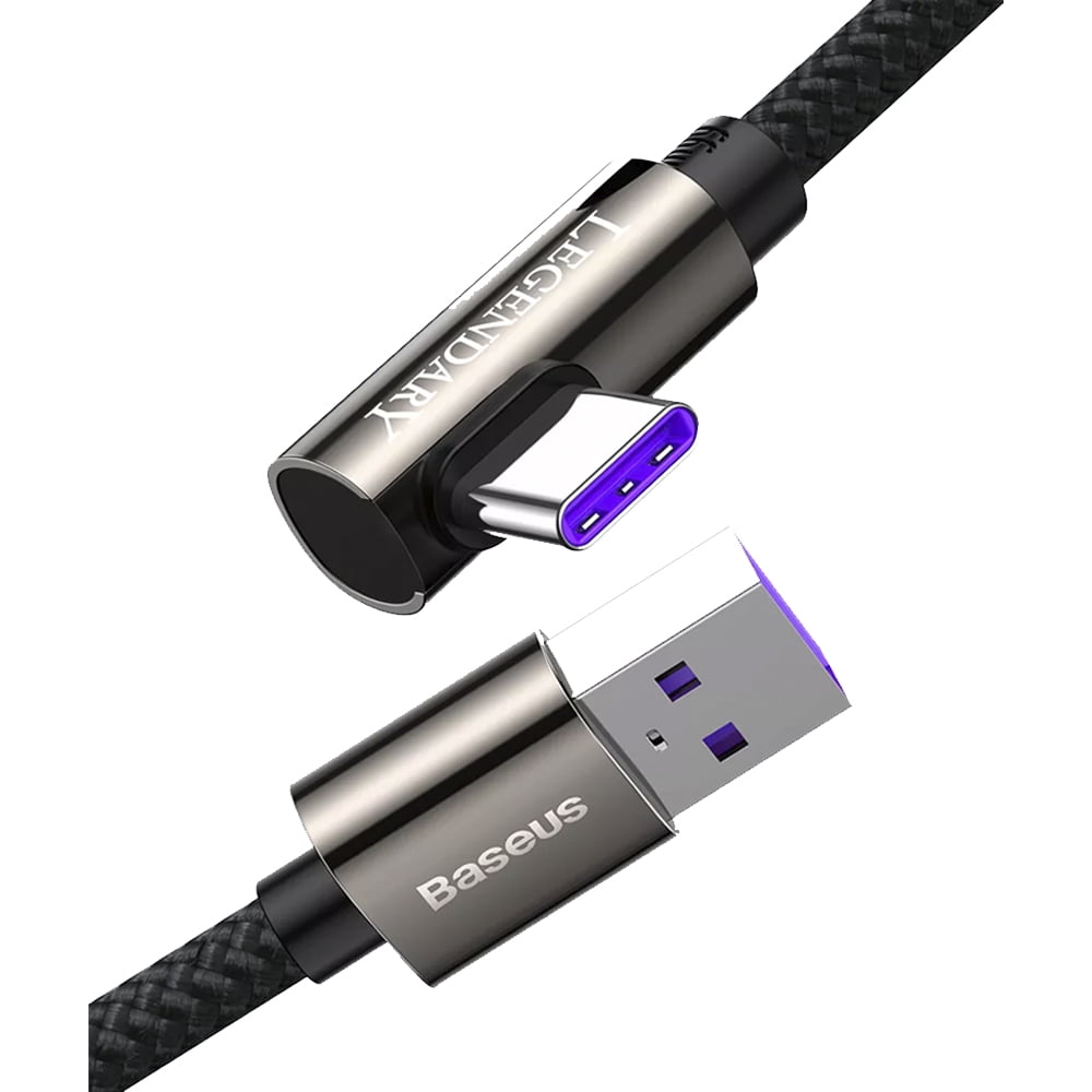Genérico - Cable Cargador Usb Tipo C 90° 2 Metros Baseus Gamer Negro