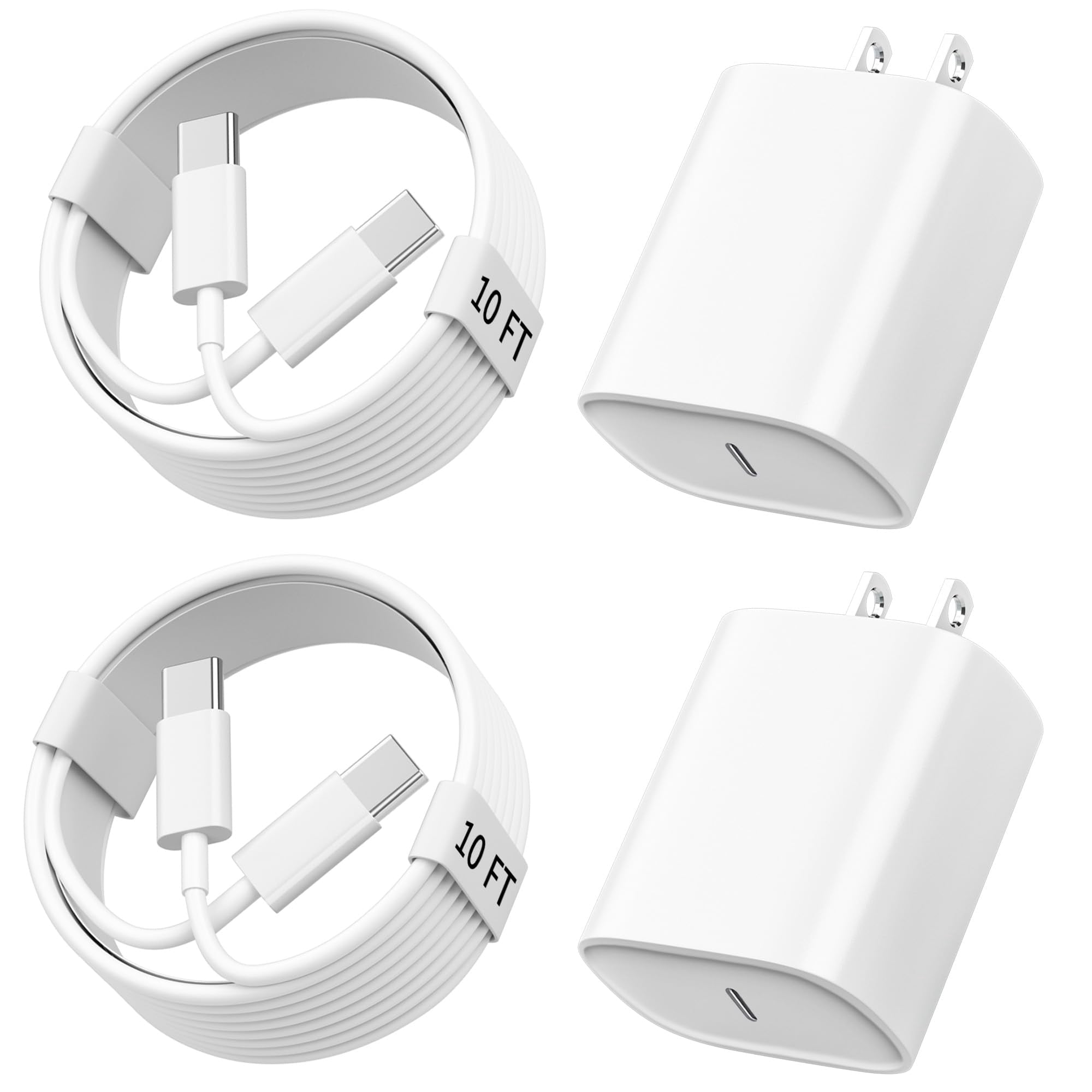 Cargador Ubearkk Usb C De 20 W Para Iphone 15/16 Con Cable De 10 Pies