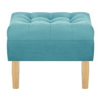 Bodevir - Pouf Wood 1C Felpa 05 Turquesa