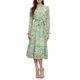thumbnail image 2 of INSPIRE CHIC Vestido de Mujer Floral Cuello Simulado Volante Manga Larga Chifón Suelto Línea A Midi Vestidos Gris Verde L, 2 of 6
