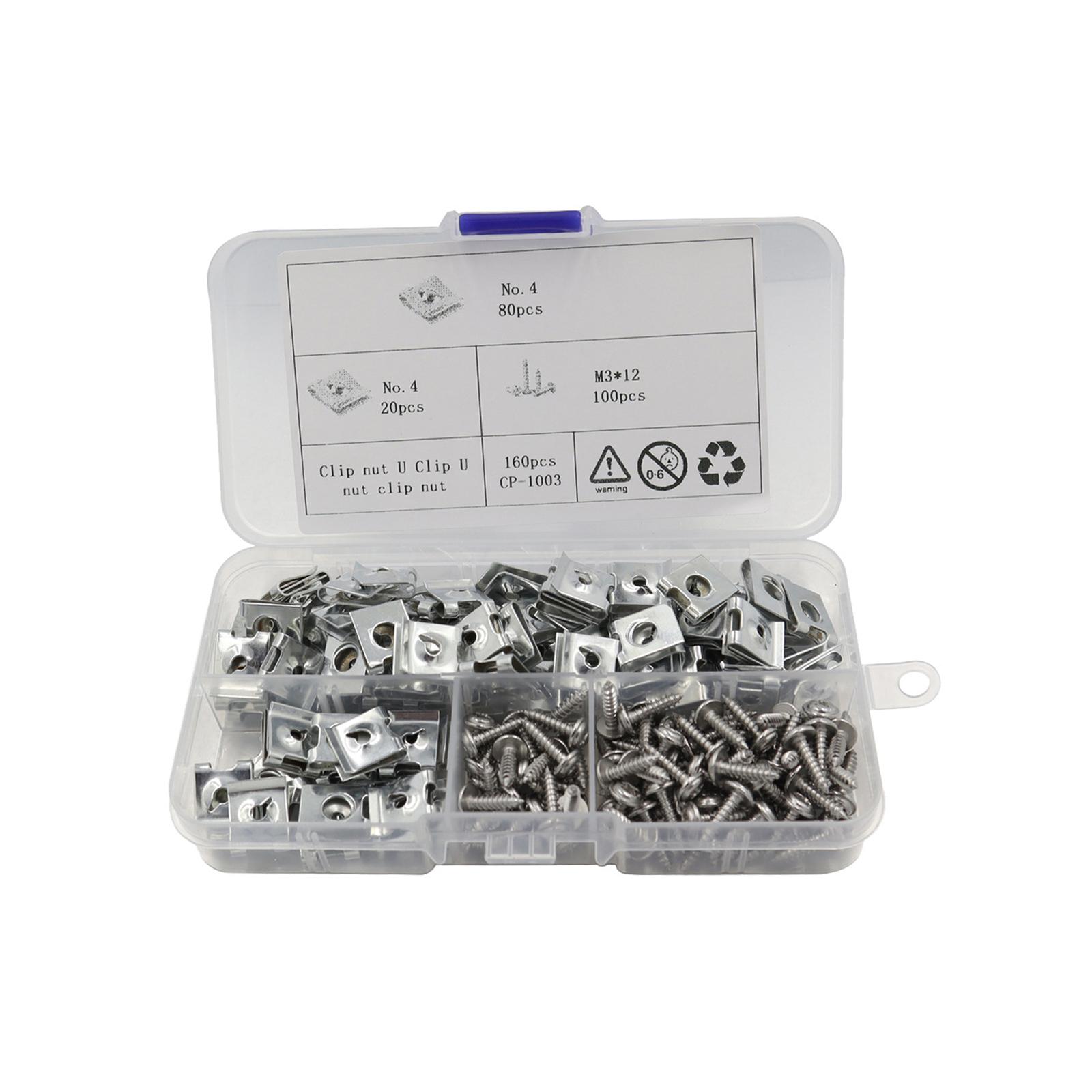 Magideal - 200X Juego Surtido De Clips En U Para Coche Con Tornillo, Tuercas De Resorte Prácticas Y Fáciles De Instalar Para Panel Interior De Puerta Del Tablero