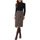 thumbnail image 2 of INSPIRE CHIC Falda de trabajo asimétrica para mujeres de cintura alta, falda midi de oficina, L marrón, 2 of 6