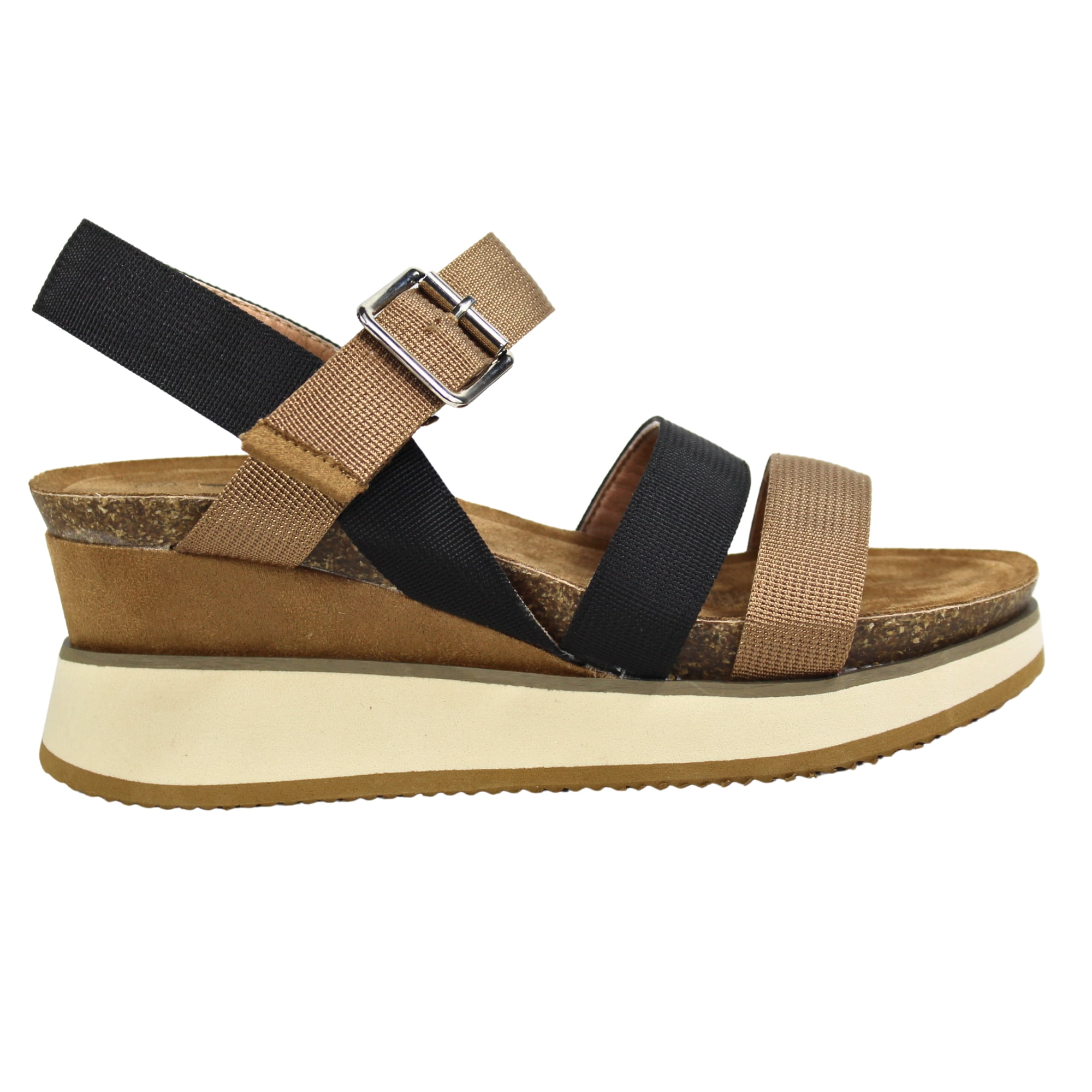 Megabazar Spa - Sandalias De Mujer Con Hebilla Y Plataforma Tgh09 Negro