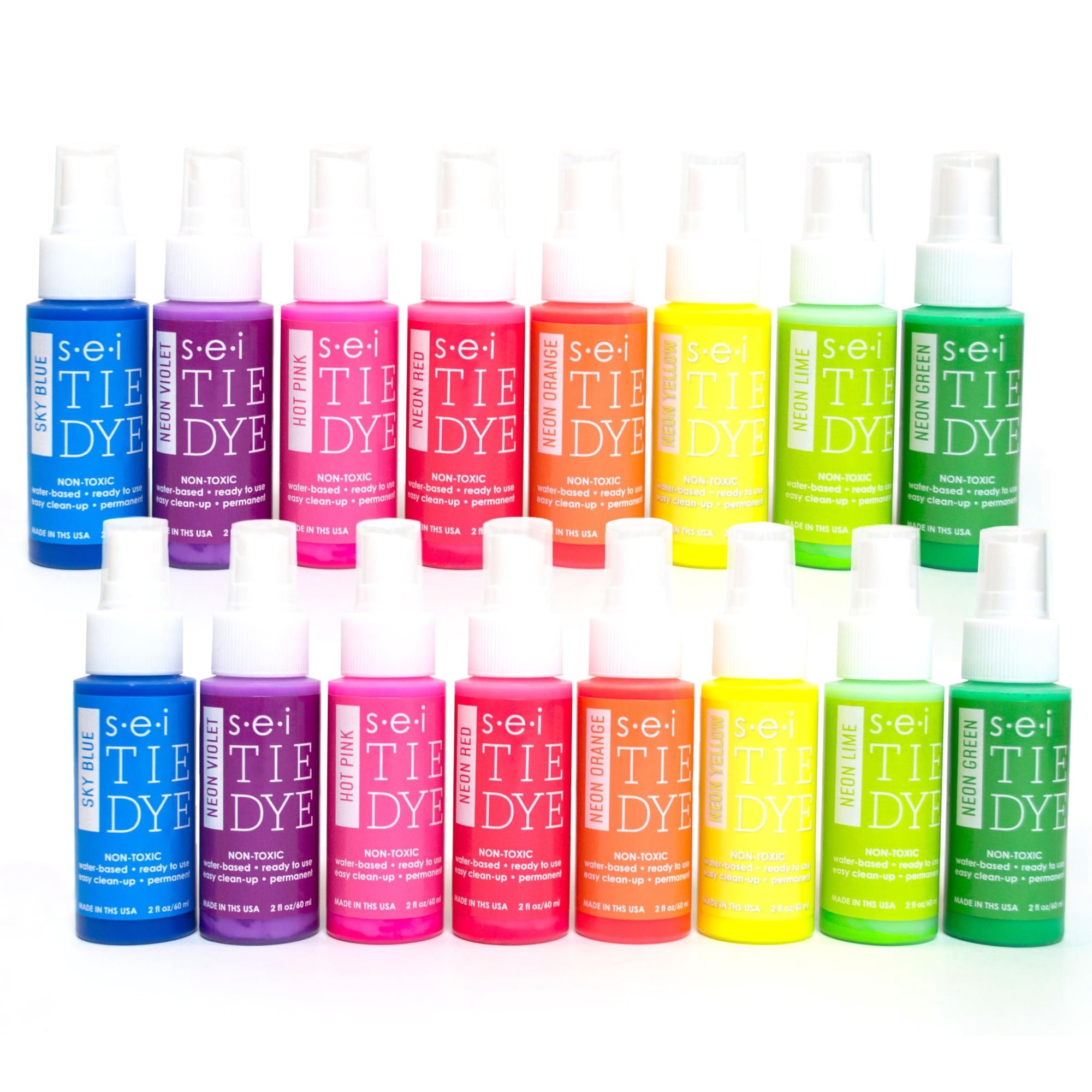 Sei - Kit De Spray Para Teñir Ropa Tie Dye S·e·i De 16 Unidades, Neón, A Base De Agua