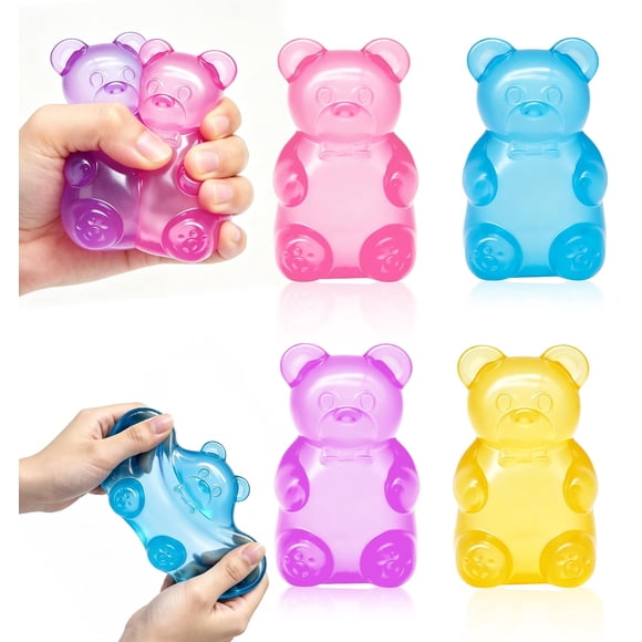Batorisy Set de 4 juguetes antiestrés squishy de osito con efecto azúcar