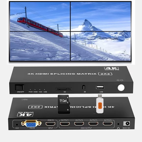 Controlador de Video Wall DUOMEIZHONG 4‑in‑4‑out 4K HDMI