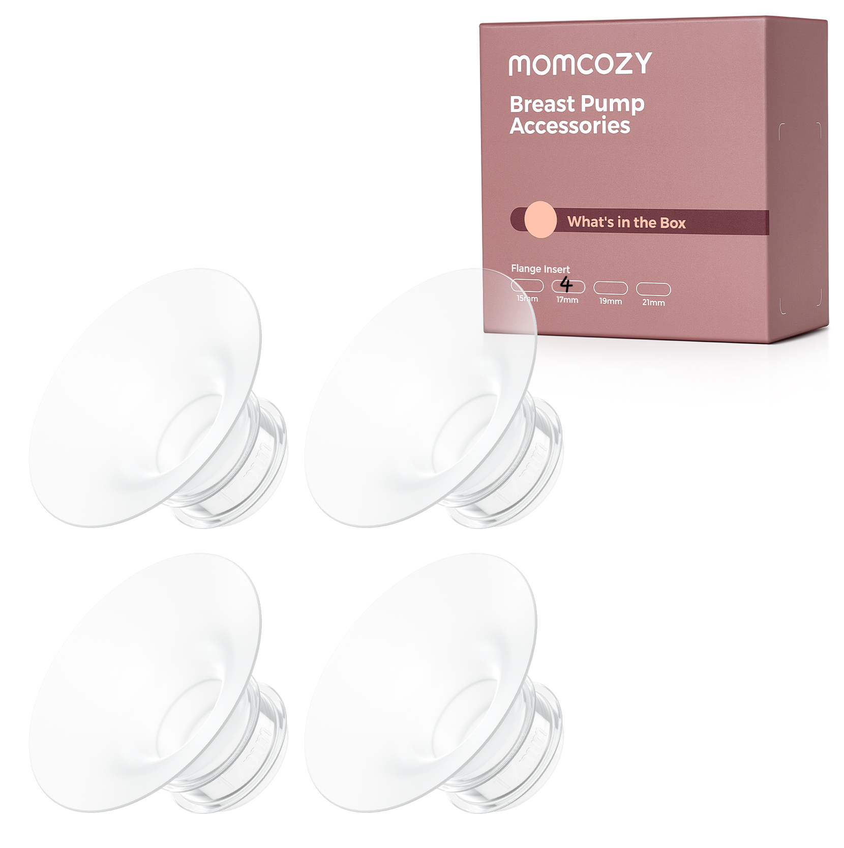 Momcozy Accesorios De Repuesto Para Extractor De Leche M5/M6/M9, Inserto De Brida De 17 Mm, 4 Piezas