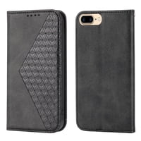 Funda Flip Foxdock Para Iphone 6 Plus , Estilo Billetera Con Diseño Rombo, Correa De Mano Y Soporte, Uso Diario