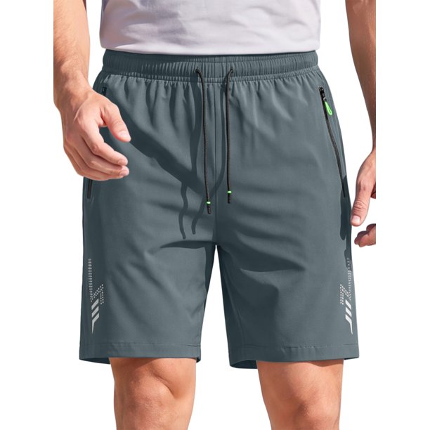 INSPIRE CHIC Pantalones Cortos Deportivos para Hombre de Secado Rápido con Bolsillos con Cremallera 4XL Gris Oscuro