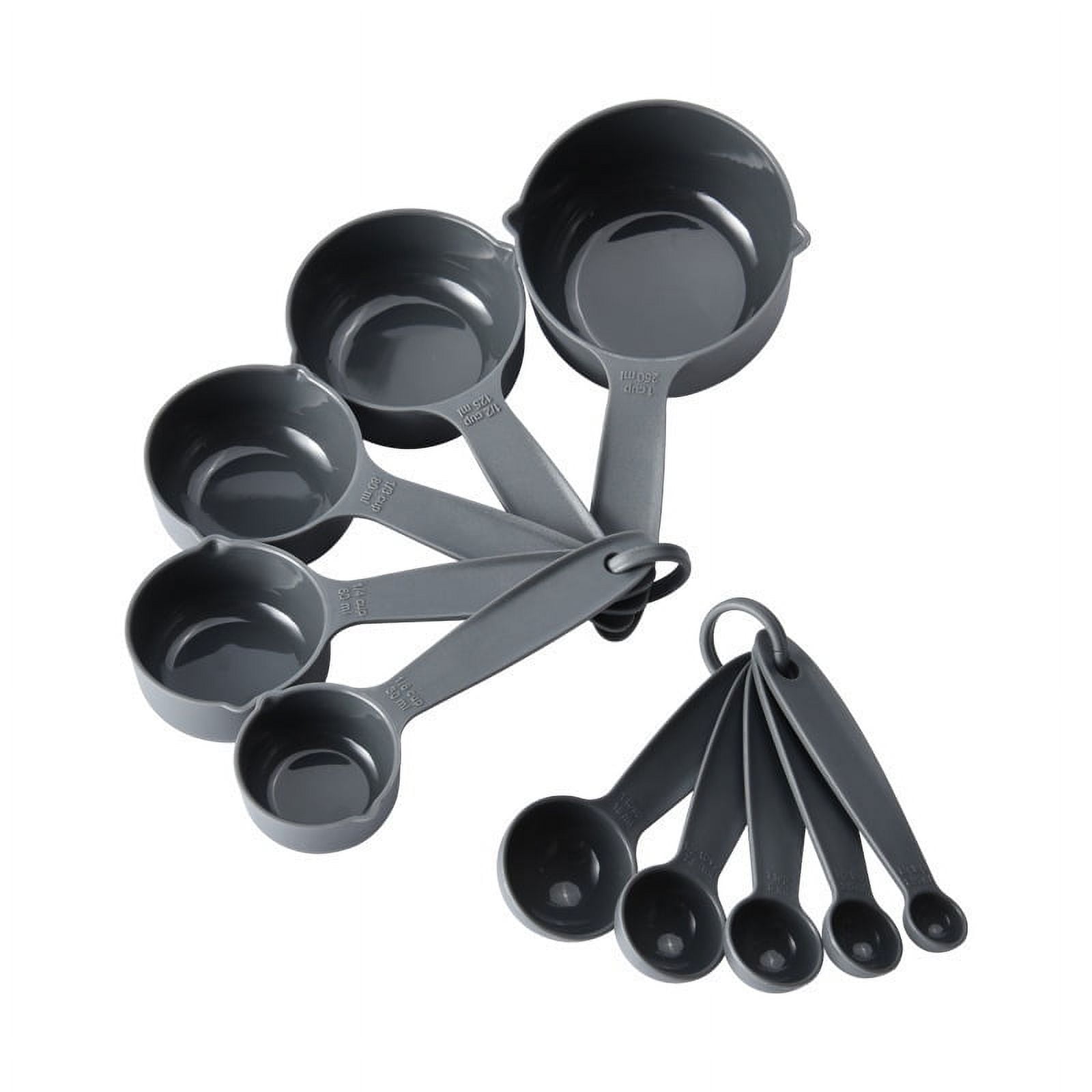 Xmhytop Tazas De Medición De Plástico Y Cucharas Set De 10 (gris)