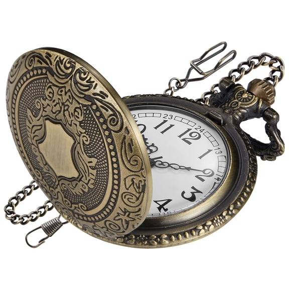 Reloj de bolsillo Realpoo Bronze con números arábigos y movimiento de cuarzo