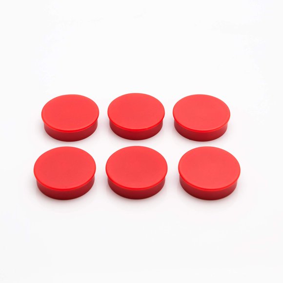 Imanes decorativos Bullseye Office rojo de 2,5 cm, paquete de 24