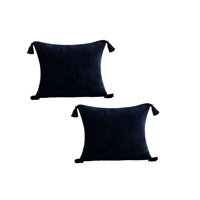 Genérico - Pack De 2 Fundas De Cojin Chenille Con Borlas 45X45 Azul Oscuro